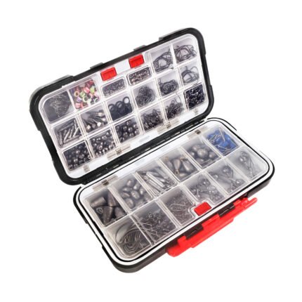 397-Piece Waterproof Rock Fishing Accessory Kit – Hooks, Sinkers, and Sea Fishing Tackle in Large Black Box